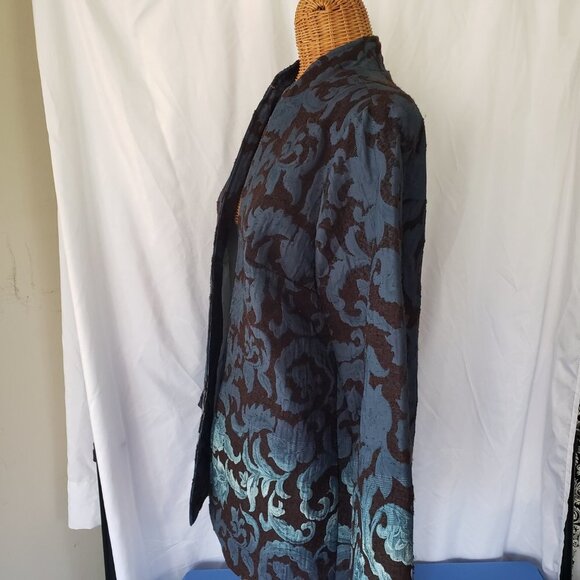 Maggie Sweet Blue Damask Blazer Size S - Picture 2 of 5